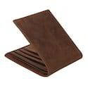 Bifold goat hide brown leather wallet